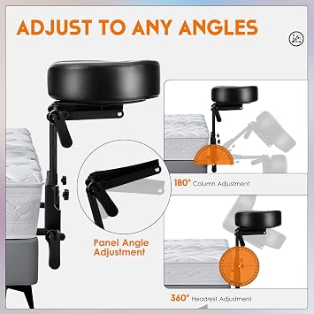 Home Use Sleeping Mattress Top Massage Kit-Adjustable Headrest for Bed Face Down Pillow Cradle After Eye Surgery-Turn Your Bed into a Massage Table (Black)