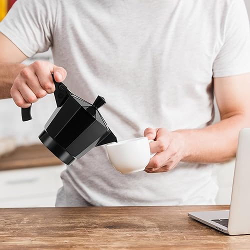 Miniatura 6 de Cafetera eléctrica de 6 tazas de café expreso italiano, máquina de café expreso de aluminio portátil de 10.1 fl oz, cafetera moka con base