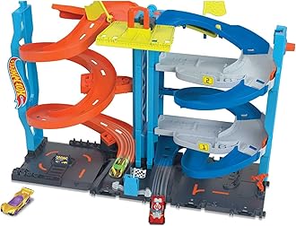 City Transforming Race Tower Playset, Track Set with 1 Toy Car