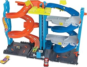 Set de pista de coche de juguete Hot Wheels City, Torre de Carreras Transformable, Modo de Carrera Único a Dual, con Vehículo a escala 1:64, 2 formas de jugar