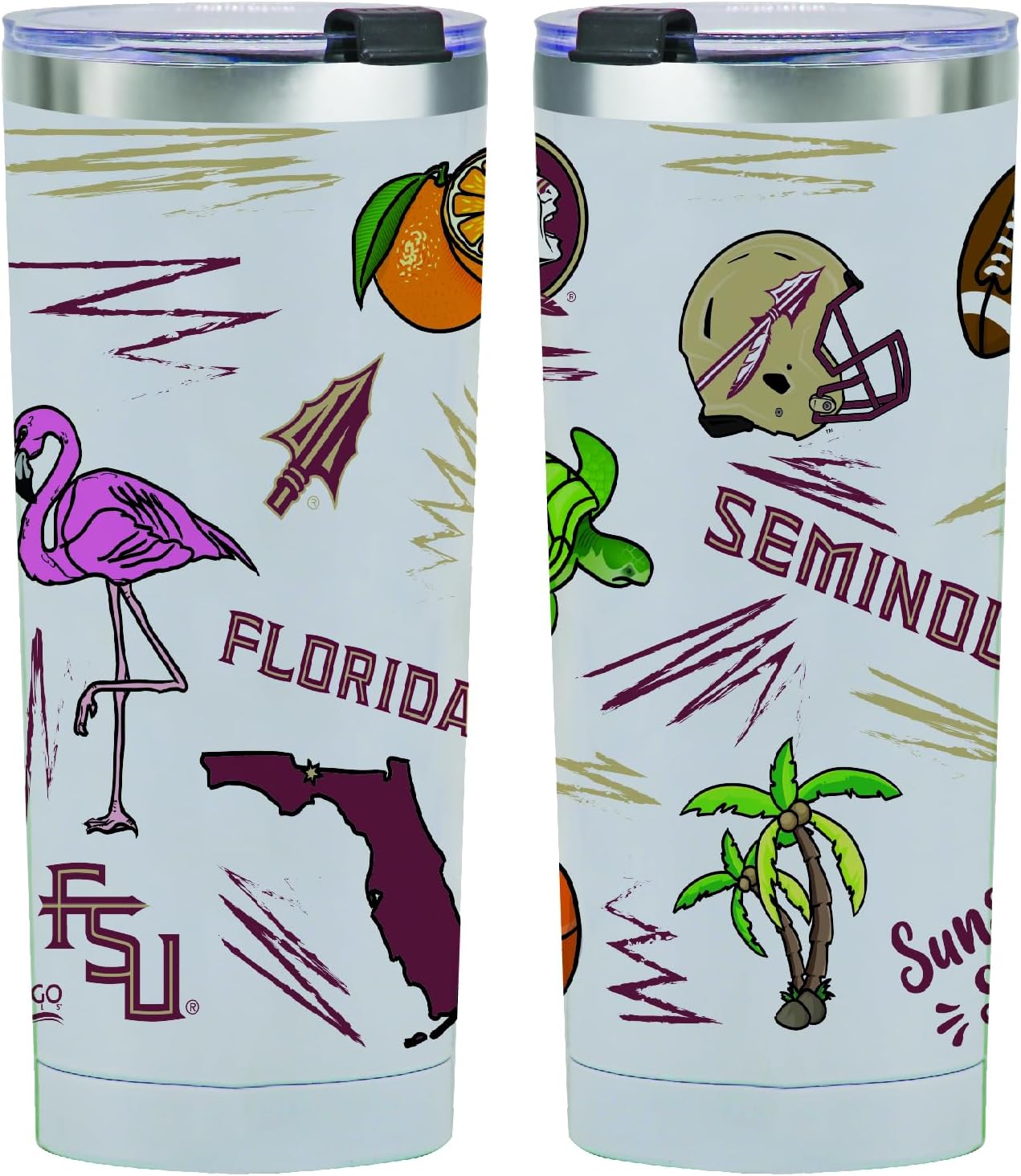 INDIGO FALLS Officially Licensed 24oz Stainless Steel Tumbler – Double-Wall Insulated with Control-Flow Lid – Campus-Inspired Design (Florida State Seminoles)