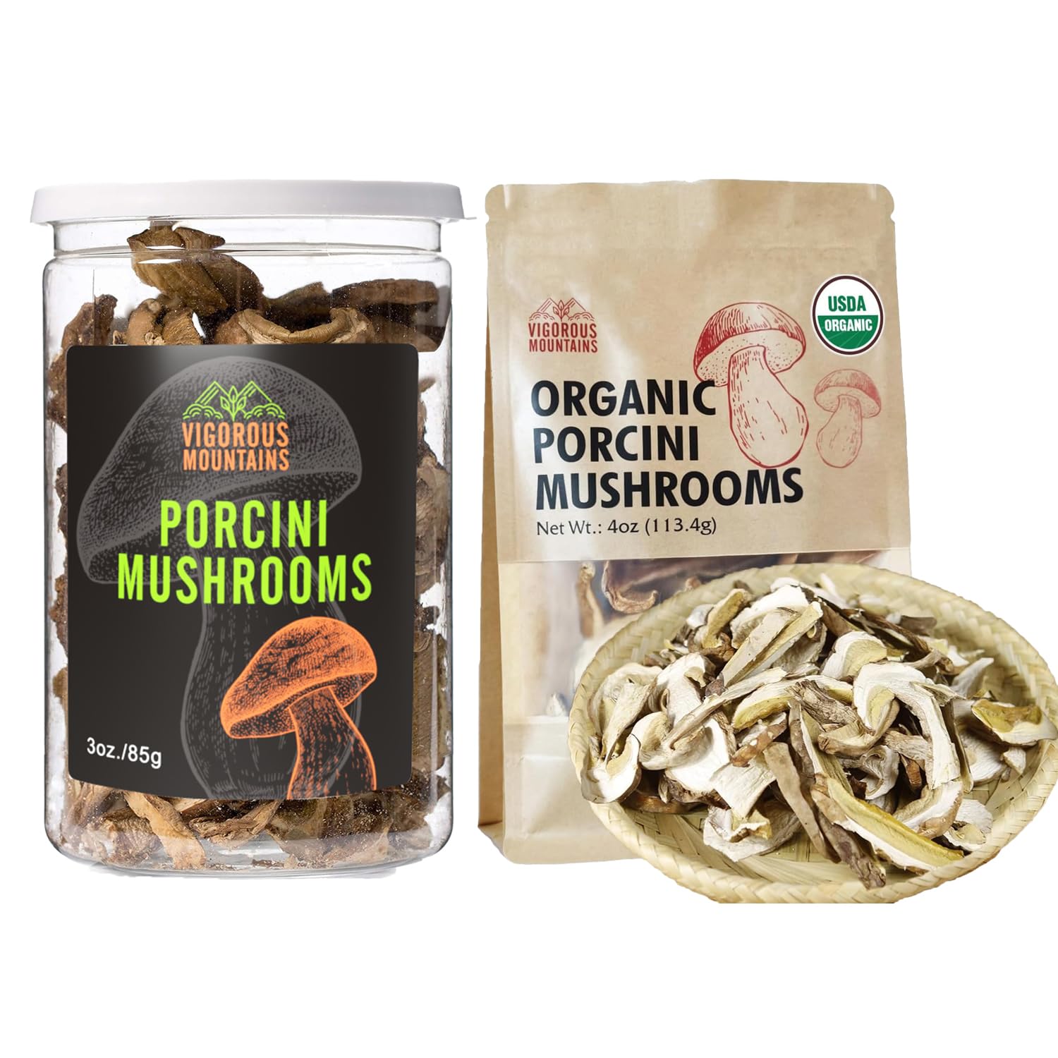 VIGOROUS MOUNTAINS Dried Porcini Mushrooms