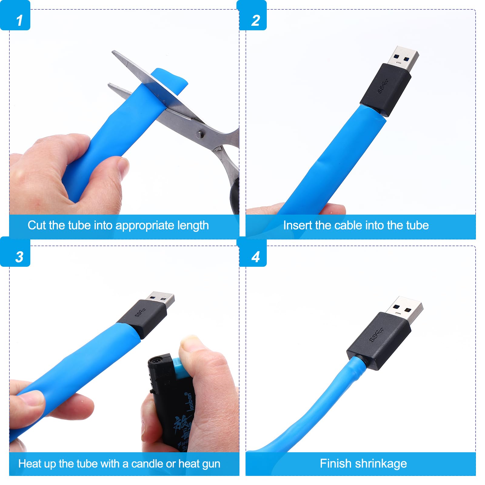 Guaina termorestringente, diametro interno 1/24", lunghezza 75,9 m, rapporto 2:1, poliolefina, guaina termorestringente per isolamento dei cavi elettrici, gestione dei cavi, nero