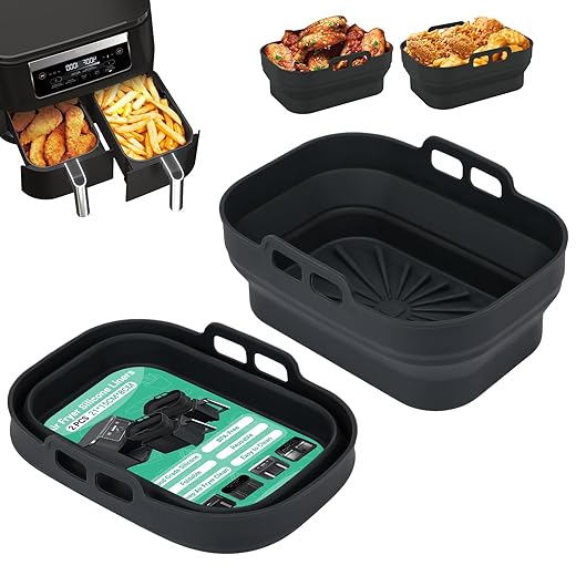 Alyvisun Air Fryer Silicone Air Fryer Molds Rectangular Air Fryer Air Fryer Tray Reusable Rectangular Basket Multipurpose Non Stick (2