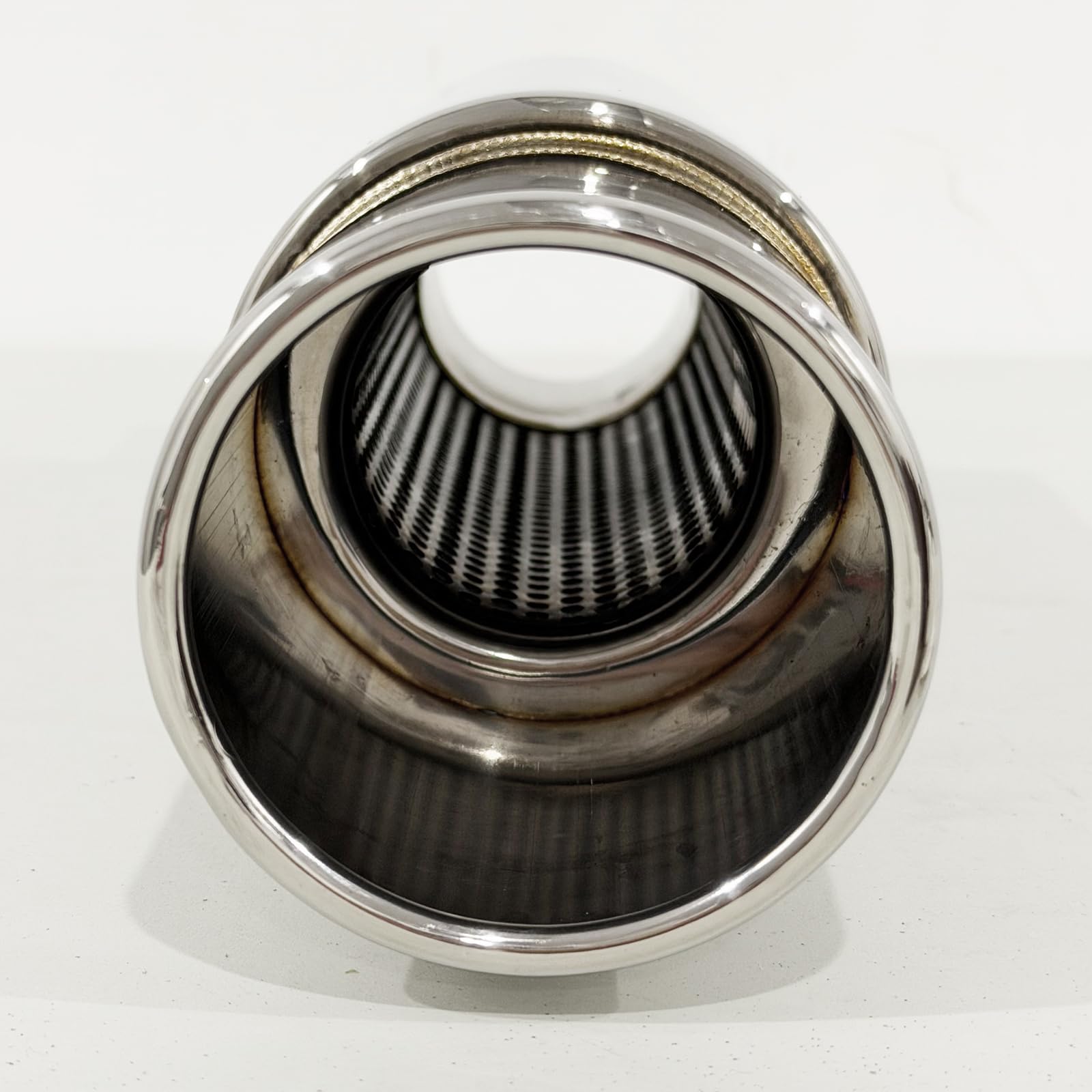 Catekro Silenziatore finale in acciaio inossidabile ingresso 63mm, Silenziatore scarico Scarico sportivo ingresso 2,5" uscita 3,5" 14,17" Silenziatore finale scarico Risonatore Sostituzione per Auto