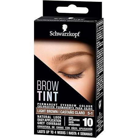 Schwarzkopf Brow Tint, Professional formula Eyebrow Dye, Brow Tinting Kit with Gentle Permanent Colour - Light Brown