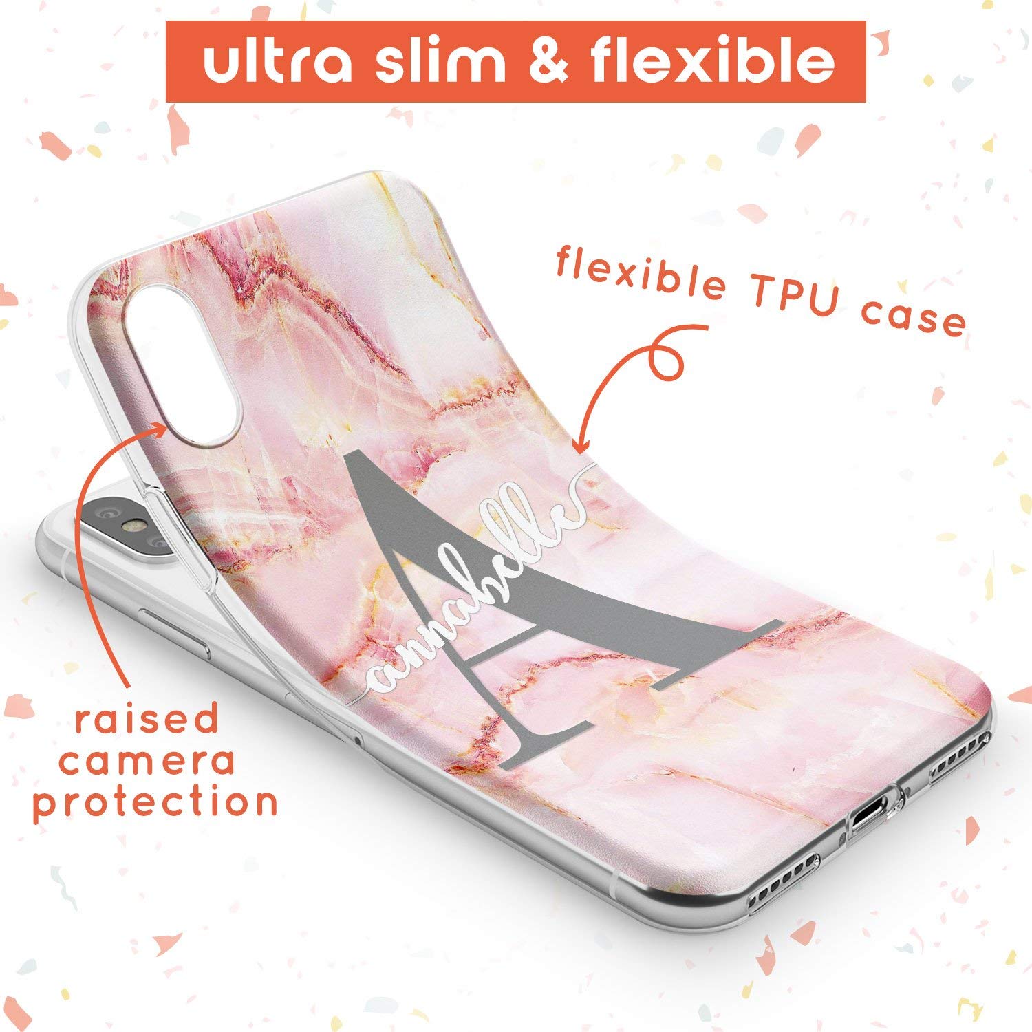 Custodia Personalizzata TULLUN Per IPhone – Morbida In TPU Con Stampa UV – Design Cuore E Nome, Oro Rosa (Compatibile Con IPhone XR E Altri Modelli)
