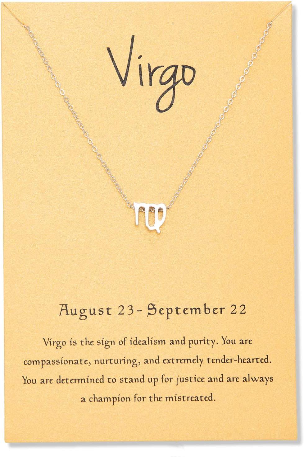 Zealmer 18K Gold Plated 12 Zodiac Sign Letter Pendant Necklace for Women Girls, 18" Birthday Gift