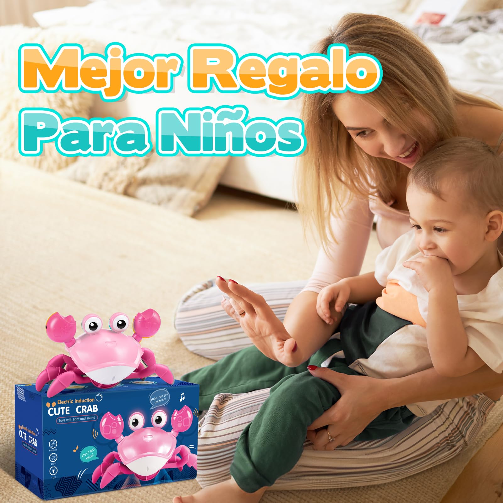 iKidiki Juguetes Niña 1 2 3 4 Años, Cangrejo Juguete Bebe Regalo Niña 1-4 Años Cangrejo Tummy Time Bebe Juguetes para Bebes de 6 a 12 Meses Juegos Educativos Niños 1-4 Años Regalos Cumpleaños Niños