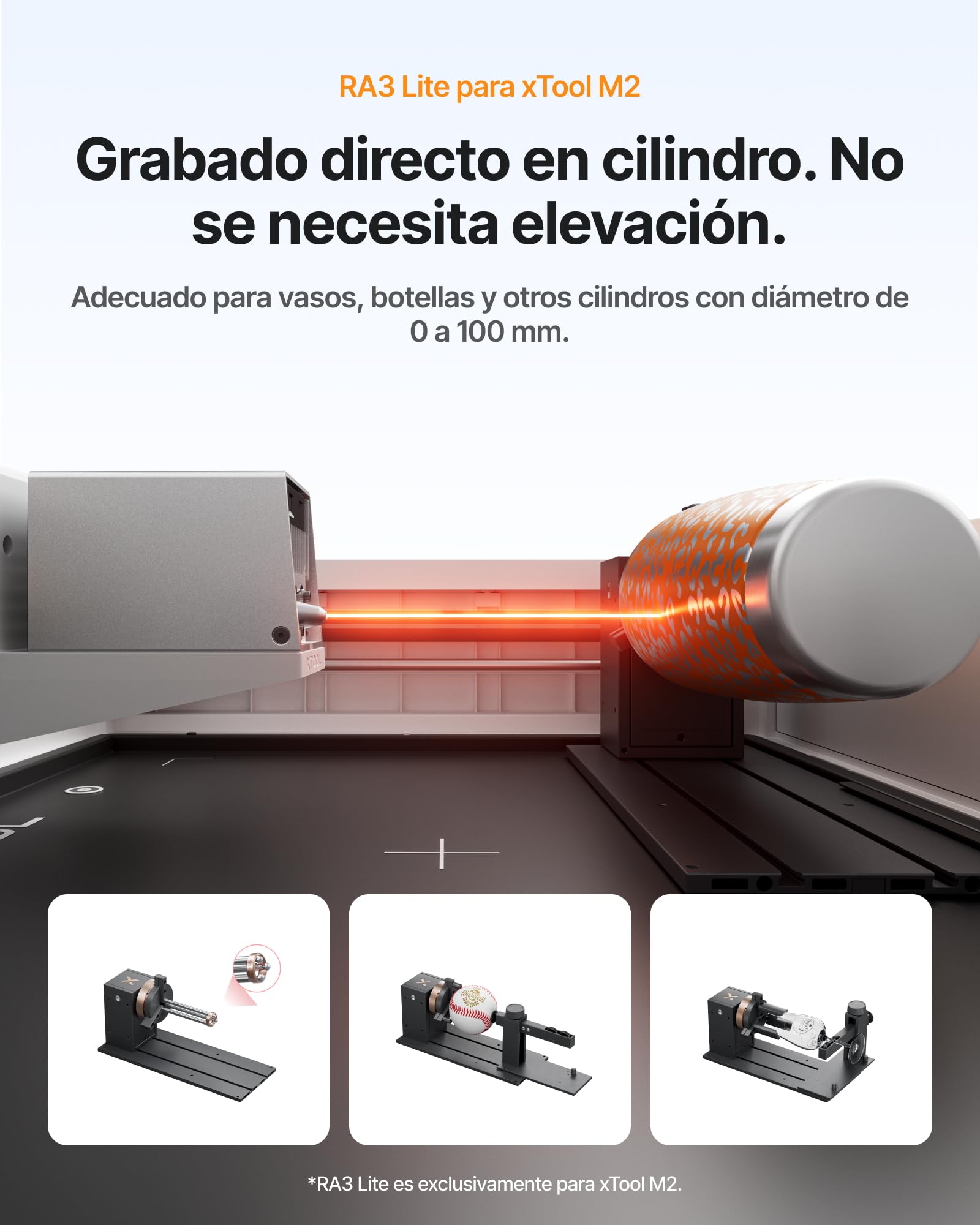 xTool M2 Grabadora Láser 10W con Impresora CMYK y Accesorio Rotativo RA3 Lite, Máquina de Grabado Láser Cerrada Clase 1 para Vasos, Tazas, Madera y Cuero, Máquina Todo en 1 para Manualidades DIY