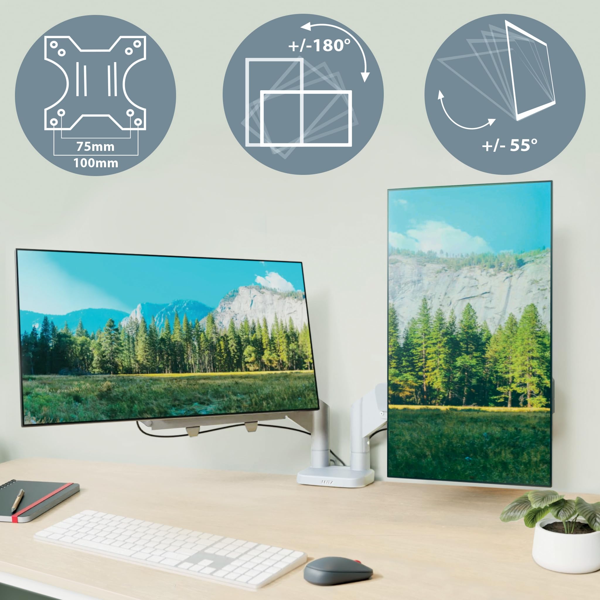 Leitz Ergo Platzsparender Doppel-Monitorarm für 17–32-Zoll-Monitore – Bild 6
