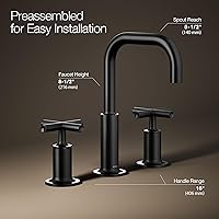 Vista 3 de Kohler K-14410-4-BGD Purist - Grifo para lavabo de baño con manijas de palanca baja y boquilla baja, K-14406-3-BL