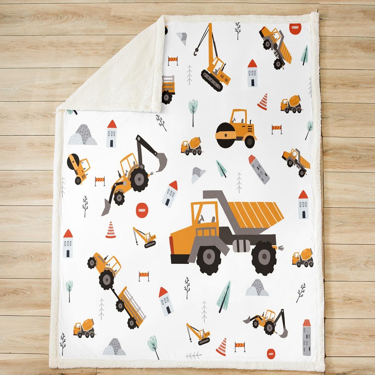 Lunoroey Bagger-Decke Für Kinder - Weiche Sherpa Decke Mit Fahrzeug-Motiven