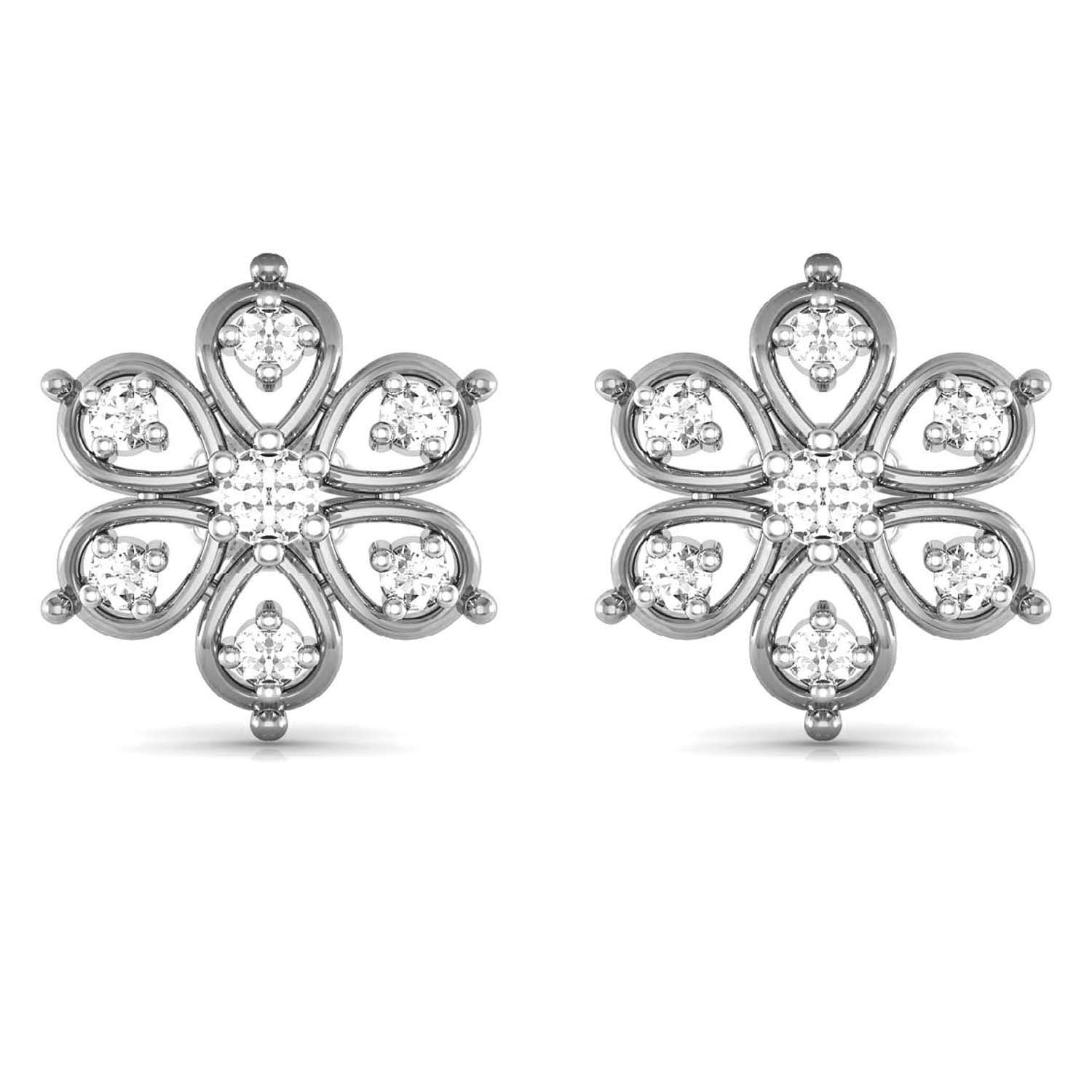 avsar 18k (750) White Gold and Diamond Stud Earrings for Women-picture-30