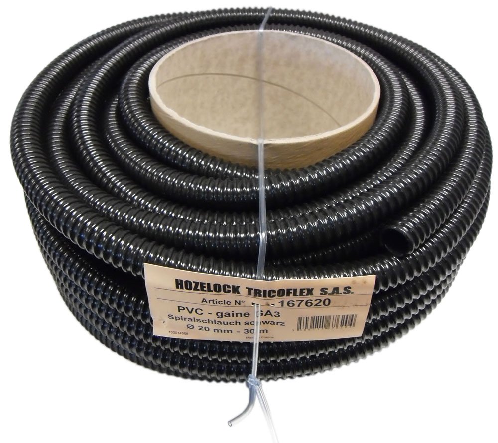 Tricoflex 01112010 Teichschlauch, leicht PVC schwarz 20 mm innen 30 m Rolle, 3 Stück