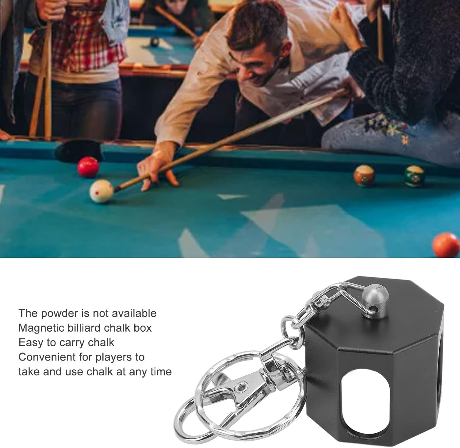 Pool Cue Chalk Holder, Black Billiards Snooker Pool Cue Chalk Holder, Cue Tip Chalk Holder, Aluminium Alloy, Portable, Practical, Accessory for Billiard Cues