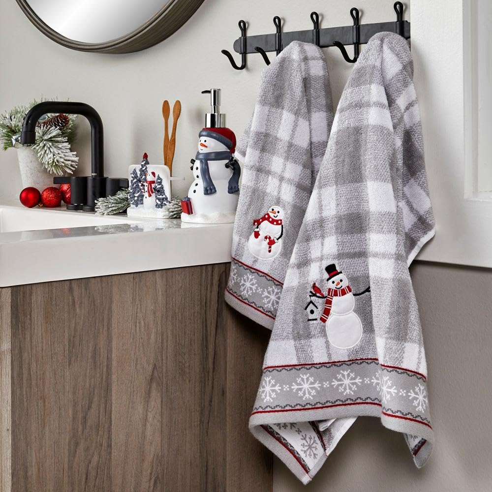 SKL Home by Saturday Knight Ltd. Whistler Snowman Bath Towel, Gray, 24" X 48" - Image 3