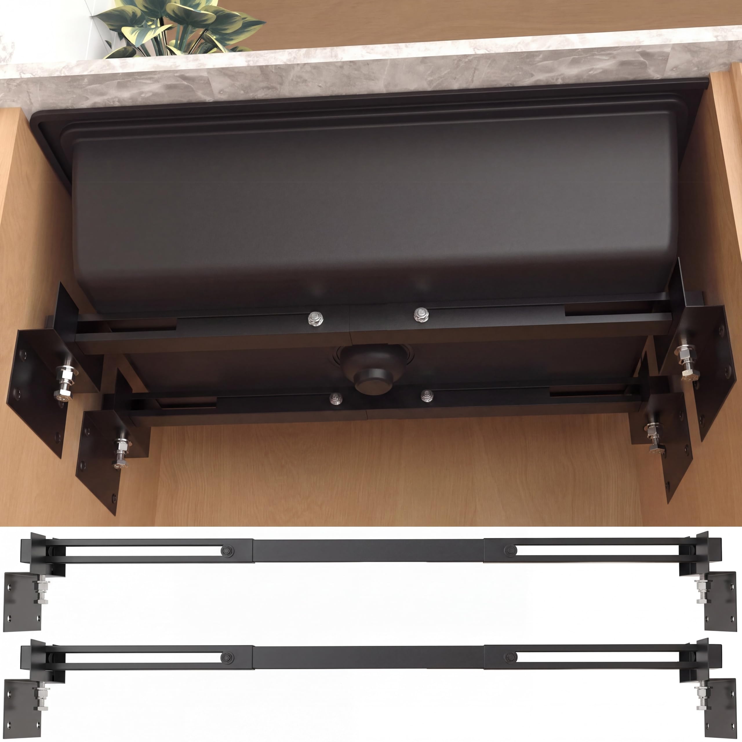 2PCS Undermount Sink Brackets, 71-100cm Kitchen Sink Support Kit