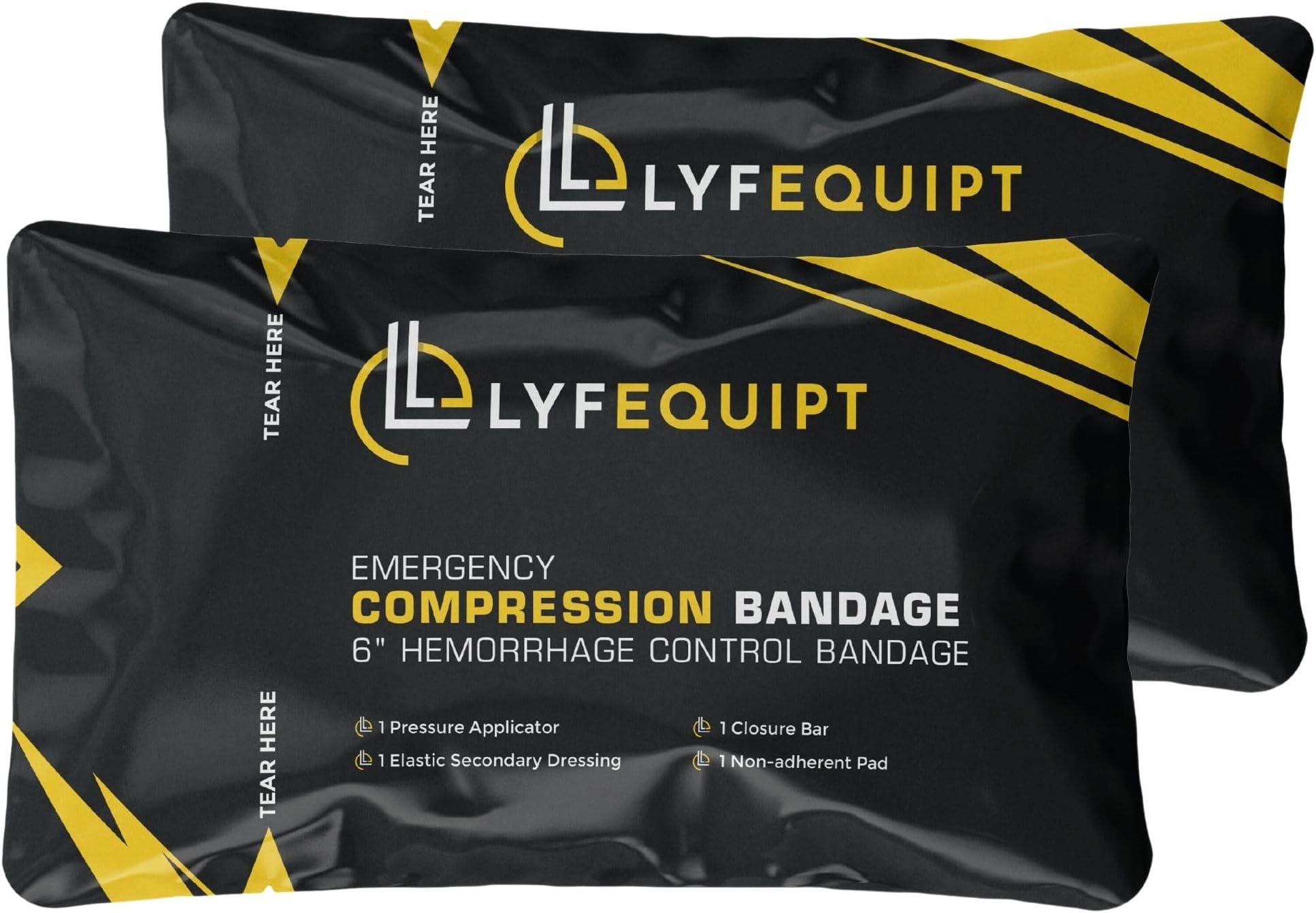 4 Inch Israeli Style High Pressure Compression Emergency Trauma Bandage - Vacuum Sealed First Aid Tactical Medical Wound Dressing (2