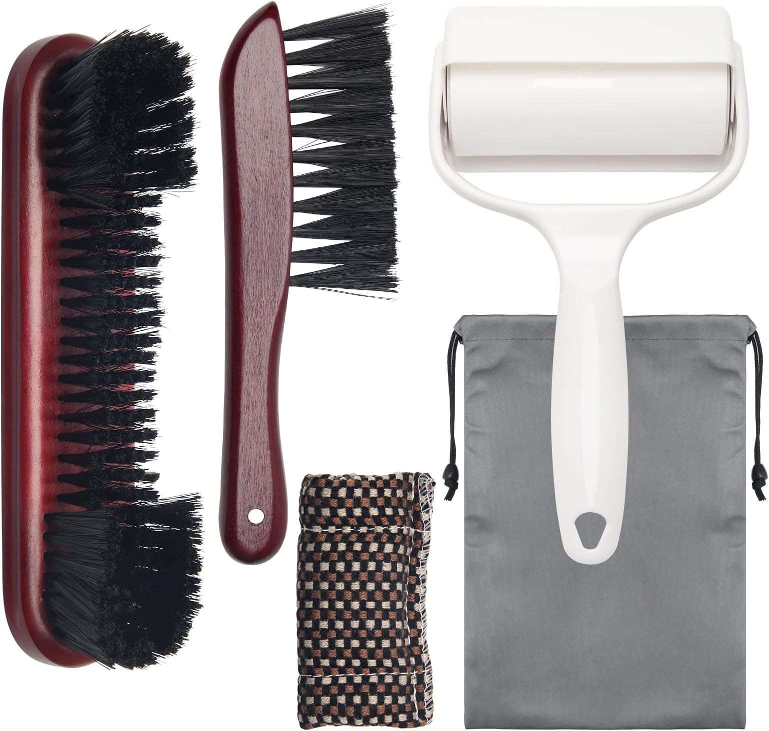 Windspeed 4+1 Pool Table Brush Set, Billiard Table Brush for Pool Table Clean, Wood Billiards Pool Table and Rail Brush/Sticky Lint Roller/Cue Cleaning Cloth/Bag