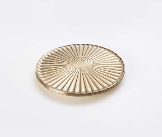 Futagami Handcrafted Ihada Finish Metal Brass Coaster Pair - Kobo Light Beam