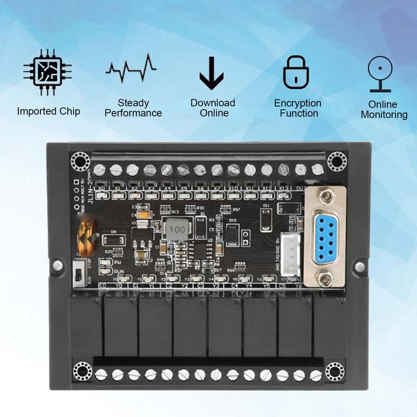 Wakects Płyta PLC, Przemysłowy Programowalny Sterownik Logiczny z Modułem wyjść Przekaźnikowych, 32-bitowy MCU do Sterowania automatyką