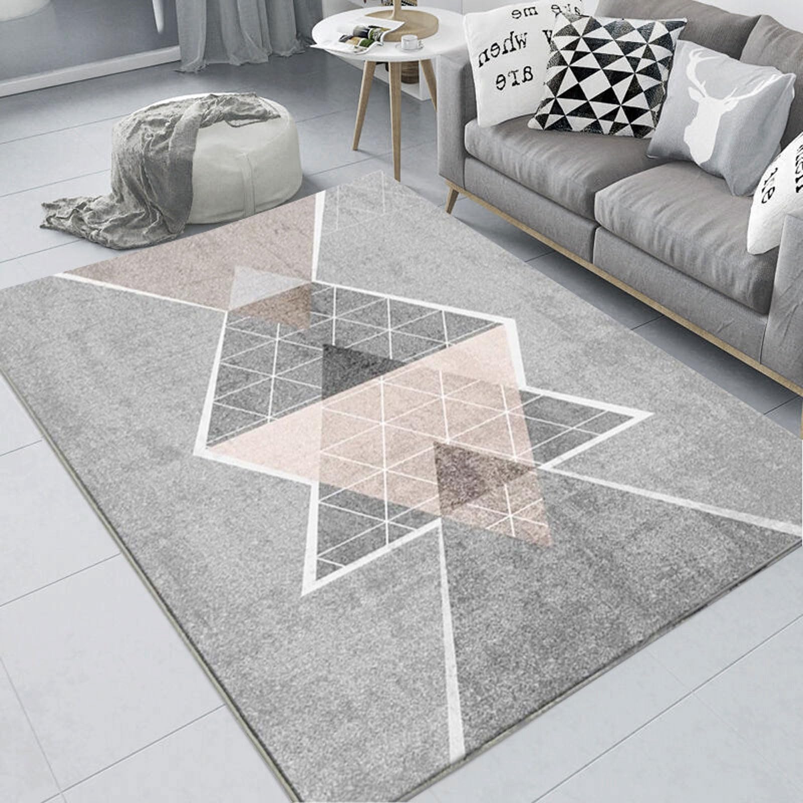 Tapis de sol doux antidérapant motif géométrique moderne salon