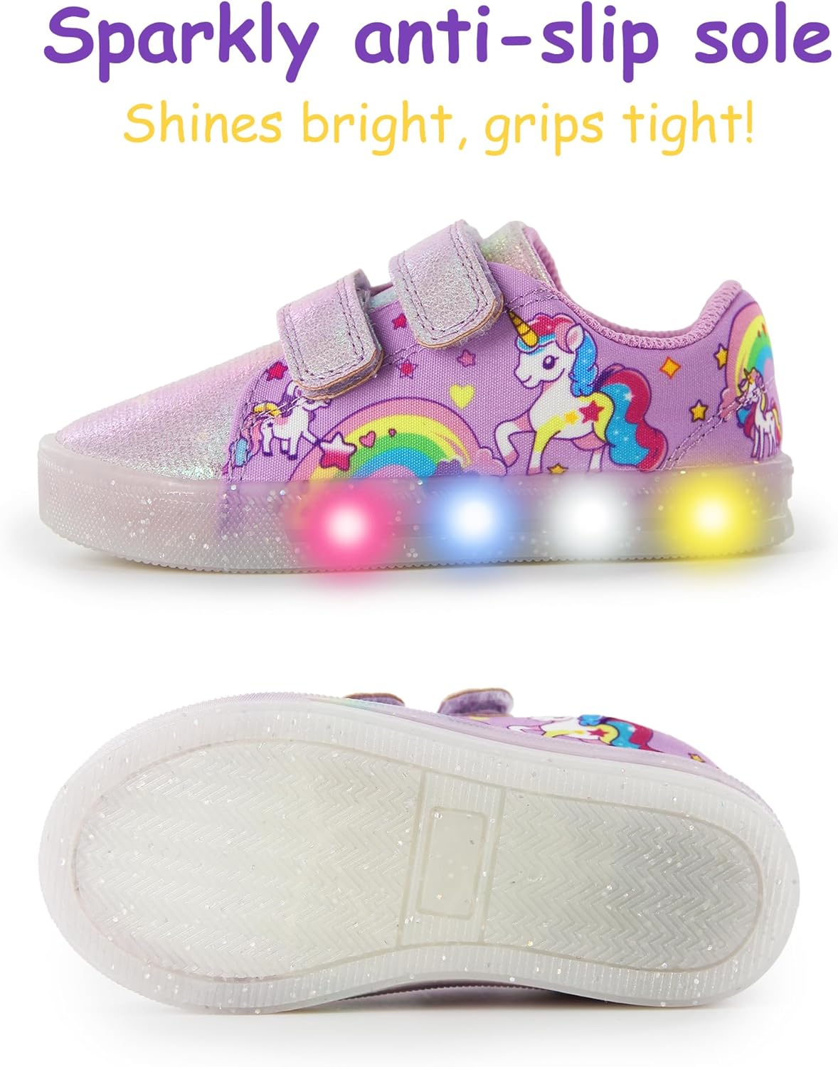 YESKIS Boys Girls Light Up Sneakers LED Flashing Vivaki Cartoon Barefoot Canvas Walking Tennis Shoes for Toddler Little Kid - Image 6