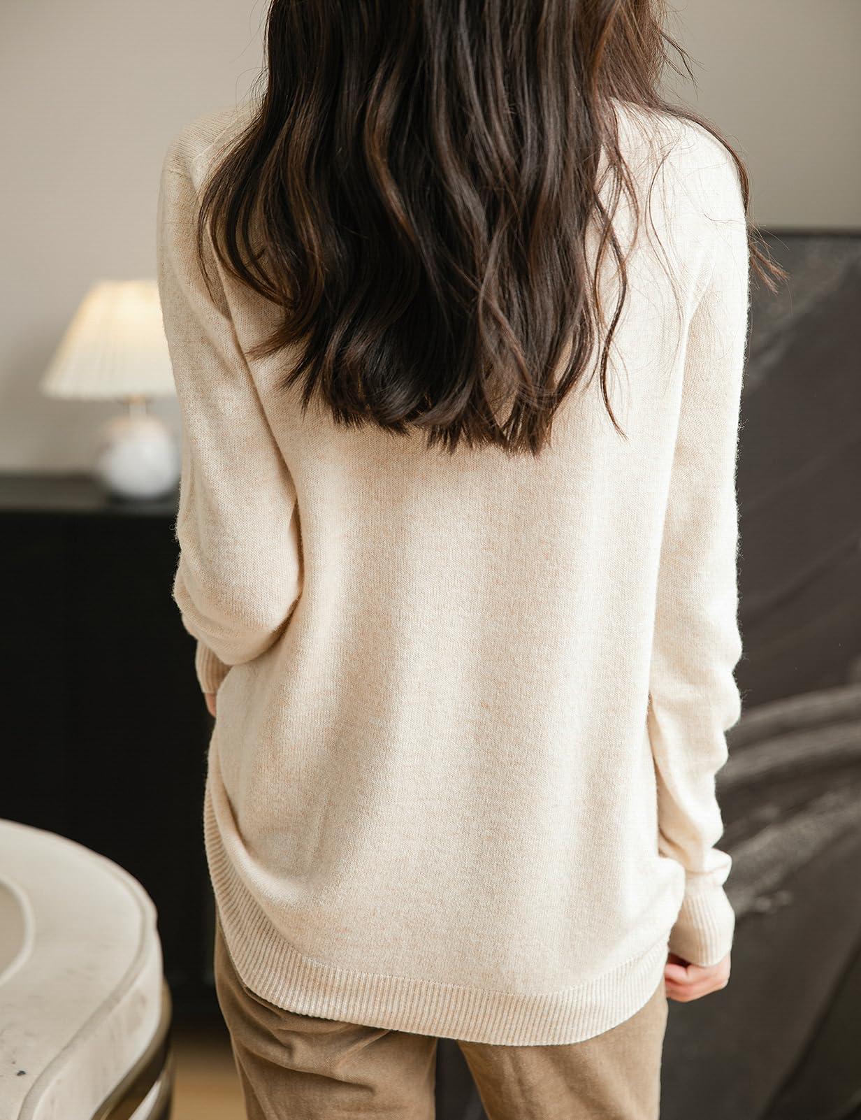 Chanyarn Maglione da Donna in 100% Lana Merino Collo Alto Demi Lavorato a Maglia Senza Cuciture a Maniche Lunghe