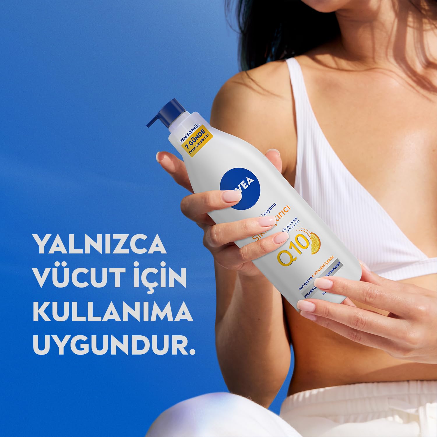 NIVEA Q10 Sıkılaştırıcı Vücut Losyonu 400 ml, 10 Günde Sıkı Cilt, 48 Saat Nemlendirme,C Vitamini,Kolajen,Normal Ciltler için Vücut Losyonu (3 paketi)
