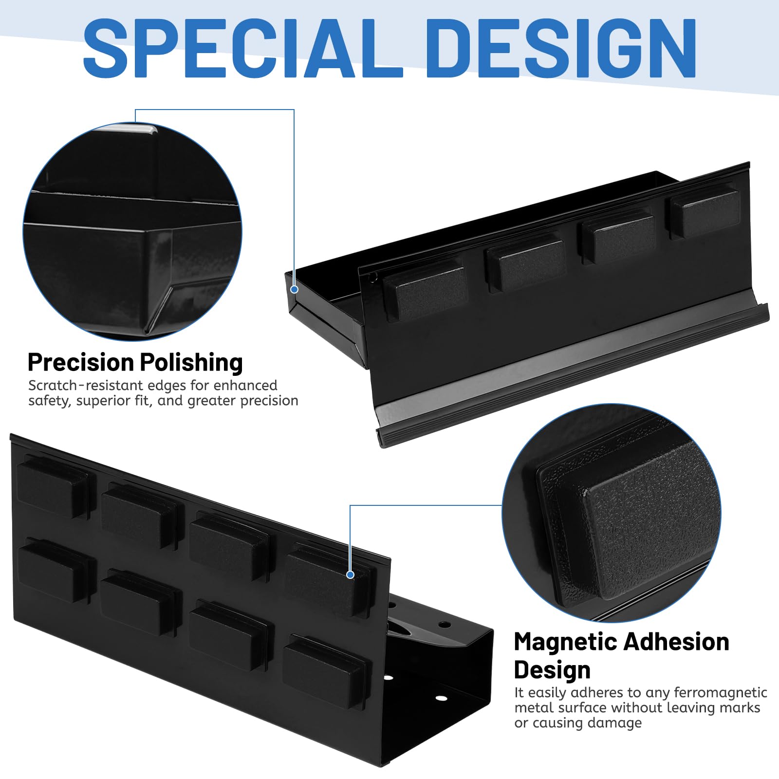 DBREAKS 4 Set di Portaoggetti Magnetico, Mensole Magnetiche, Cassetta Degli Attrezzi, Vassoio, Porta Asciugamani di Carta, Garage, Scaffale Furgone da Lavoro, Nero