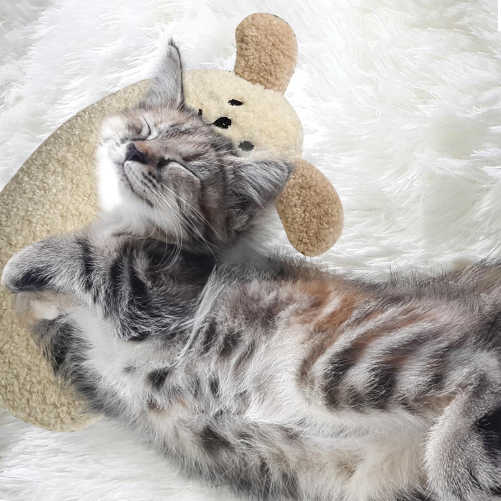 Almohada calmante para Perros - Cojín para Mascotas en Forma de U con patrón de Perro - Juguete Relajante para Mascotas, Almohada para Cama de Gato, Almohada Cervical para Mascotas, Almohada