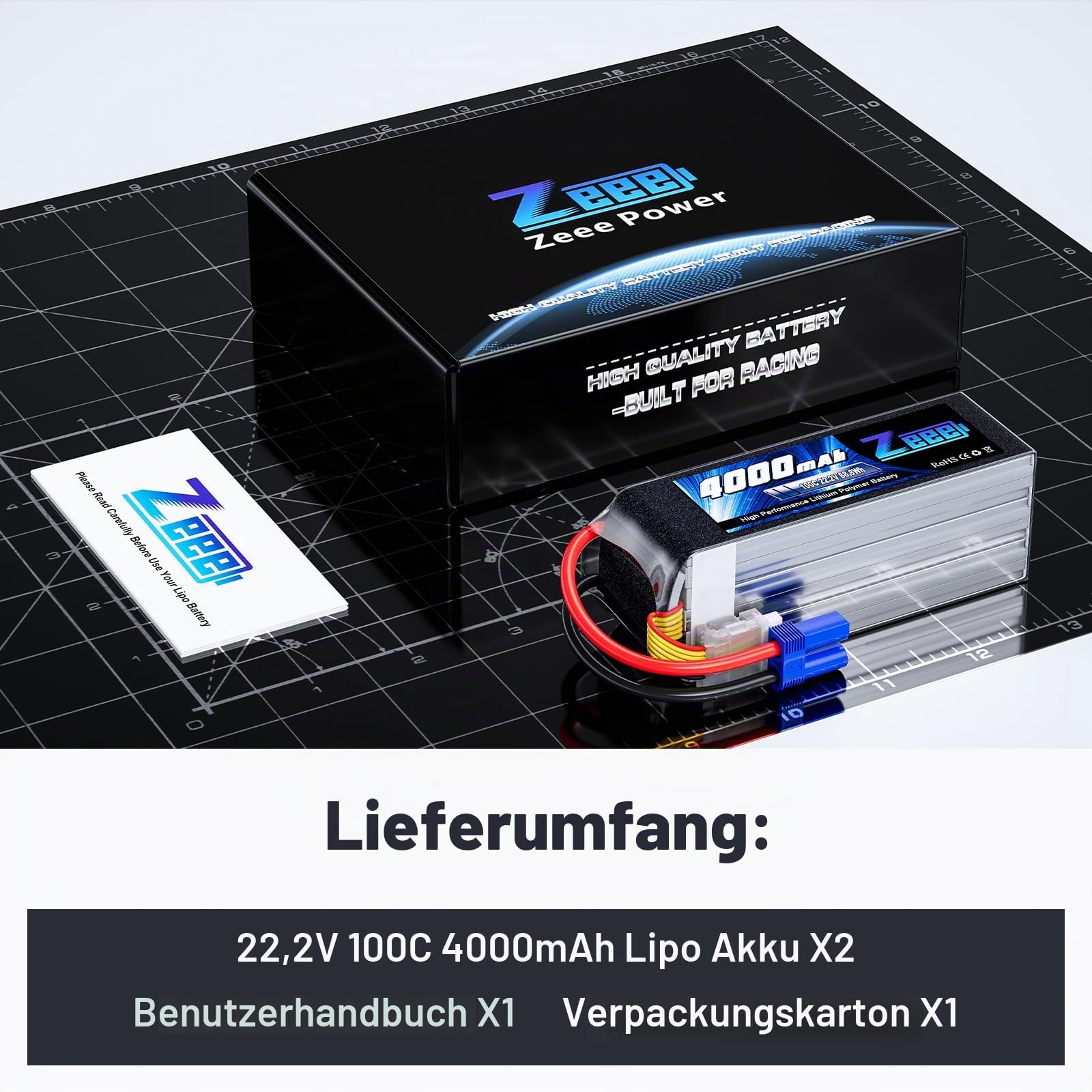 Zeee 6S Lipo Akku 4000mAh 22,2V 100C RC Batterie mit EC5 Stecker(2 STK) | RC Batterie für RC Car RC Truck RC Auto Boot Helicopter LKW Truggy RC Hobby
