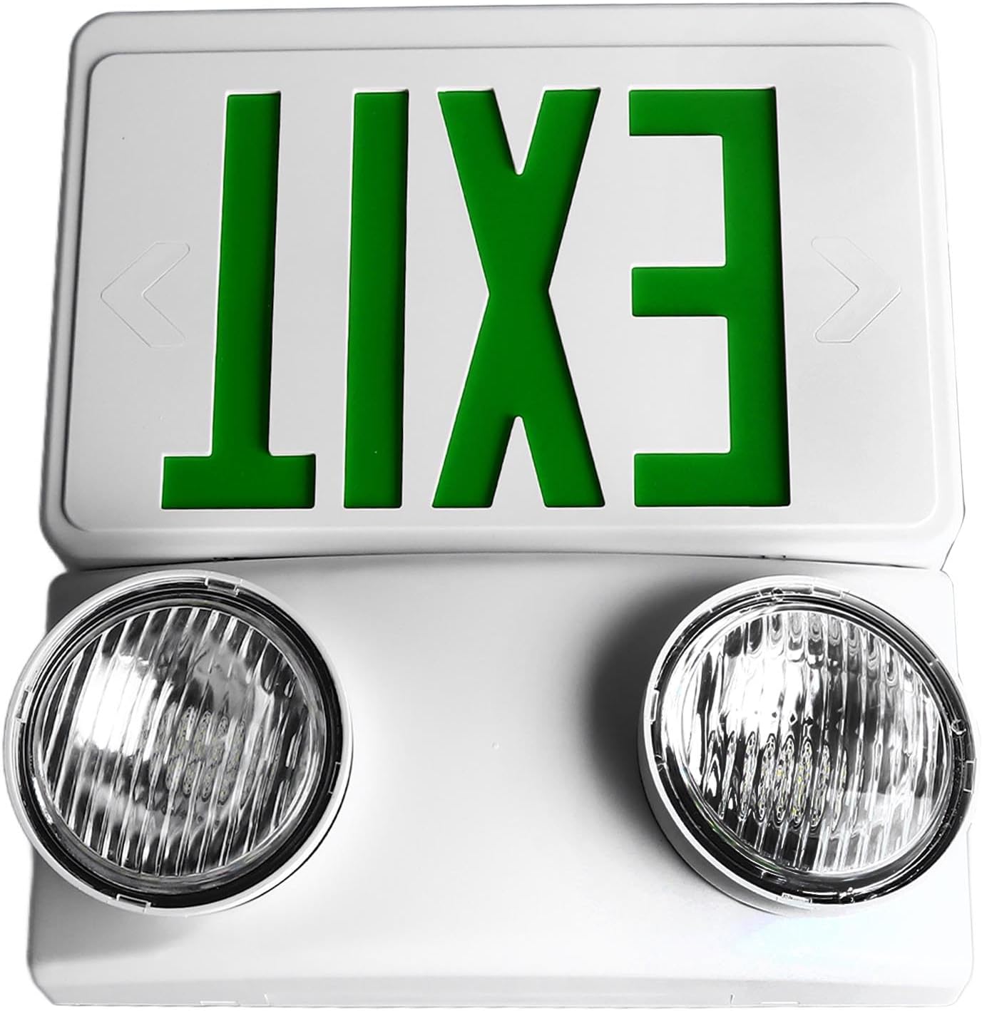 Semme Dual Head LED Exit Emergency Light Combo Evacuation Green Sign for Indoor and Easy to Install