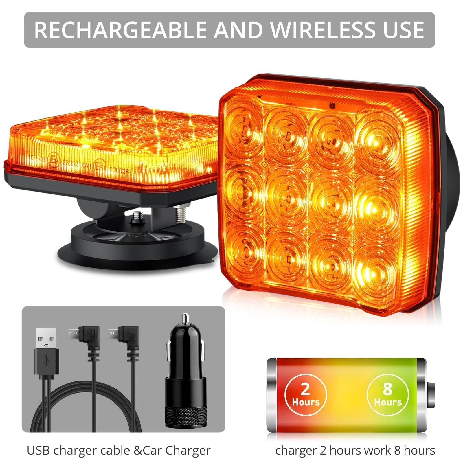 Justech 2Pezzi Luce del Rimorchio Senza Fili Fanali Posteriori Magnetico Super Luminoso 12/24V Impermeabile IP65 Universali per Camion Rimorchi E-Mark