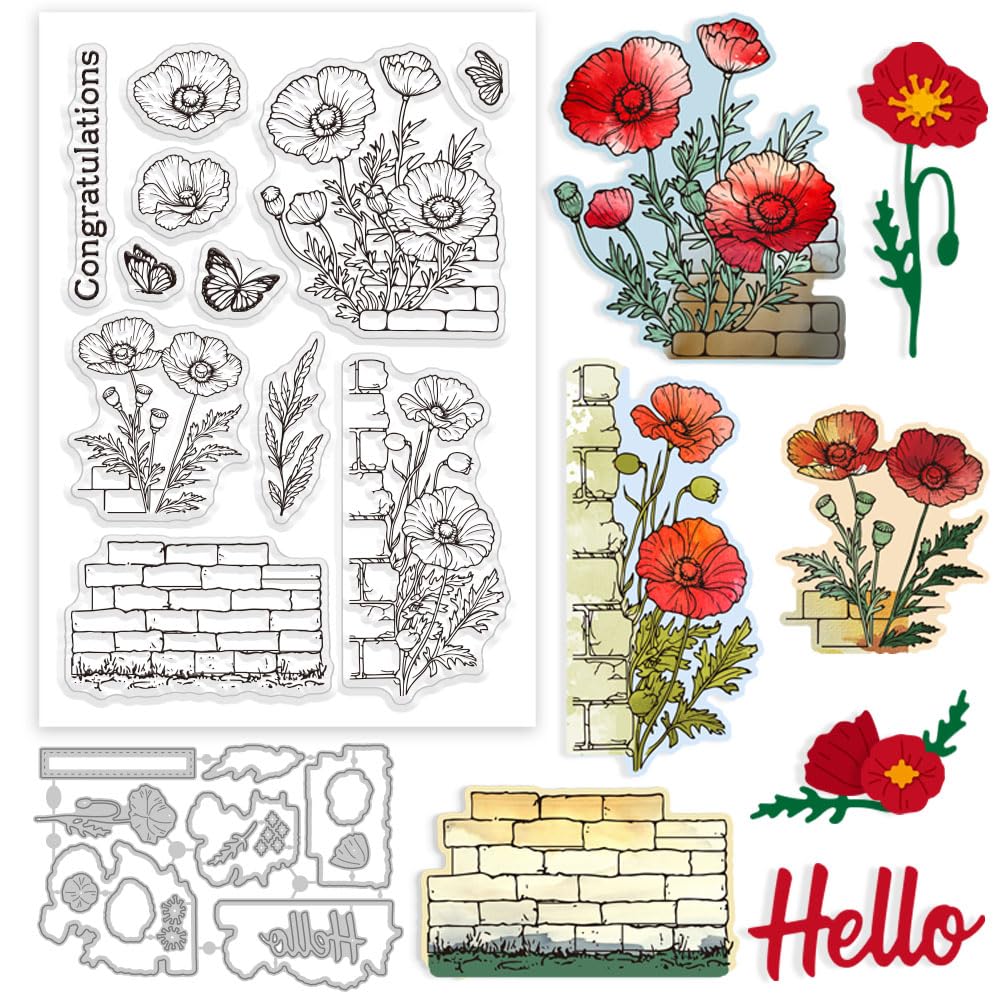 Flower Stamp GLOBLELAND Layered Sunflower Silicone Clear Stamps Metal ...