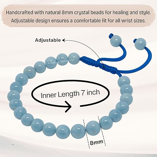 Miniatura 83 de Amazing Gemstone Crystal Bracelet for Women Men's Gifts - Protection Healing Crystal Bracelet - 8mm Gemstone Beaded Adjustable Bracelet Pulseras