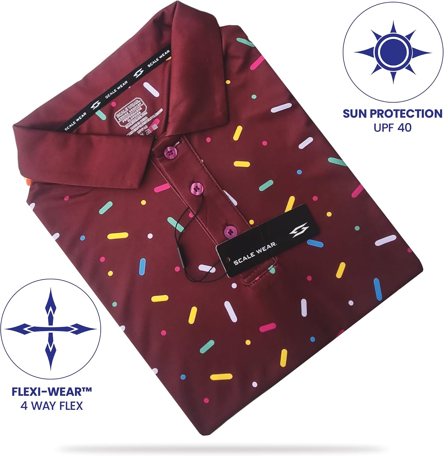 Men's Funny Ice Cream Golf Polo Shirt – Light Moisture Wicking Performance Casual Short Sleeve Relaxed Fit Quick Dry