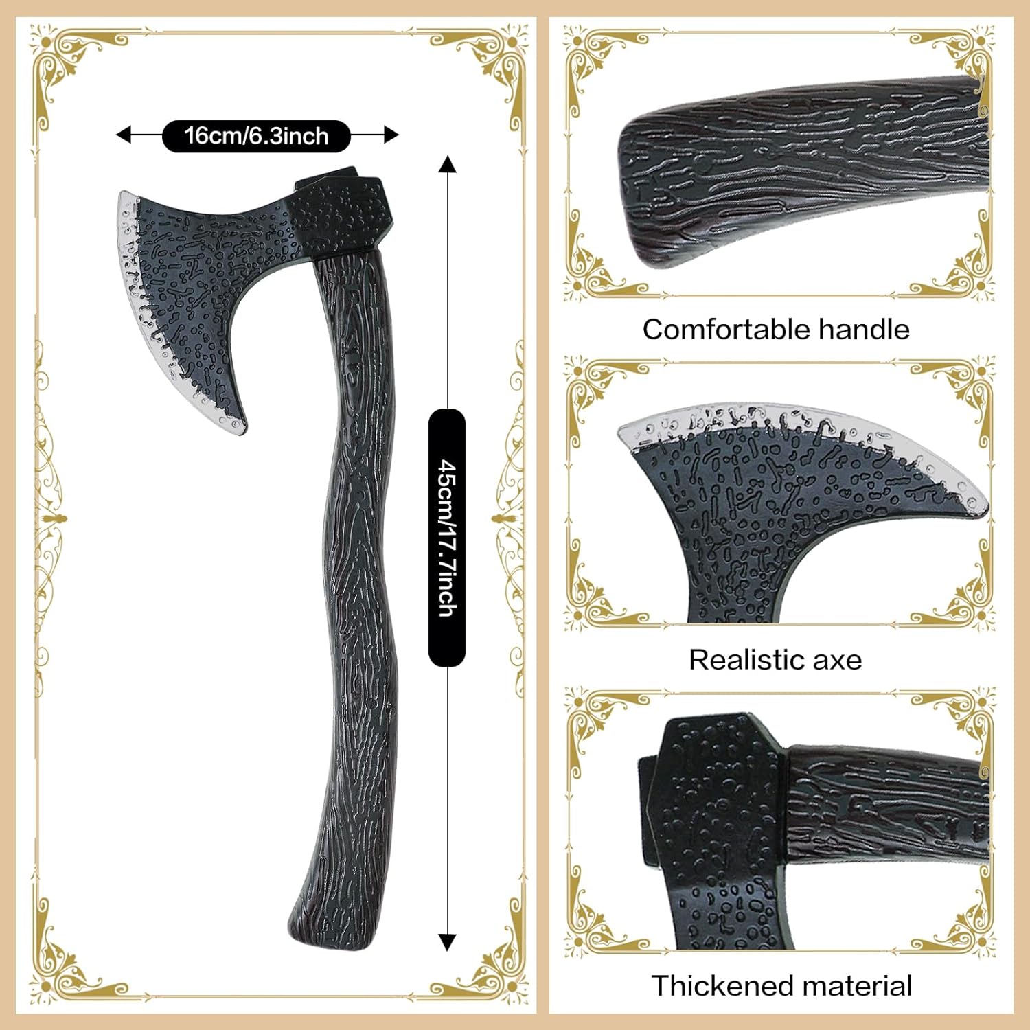 2pcs Plastic Viking Axe Costume Props,Fake Axe for Children Adult Halloween Party Role-Play Dress Up Weapon Accessories - Image 2