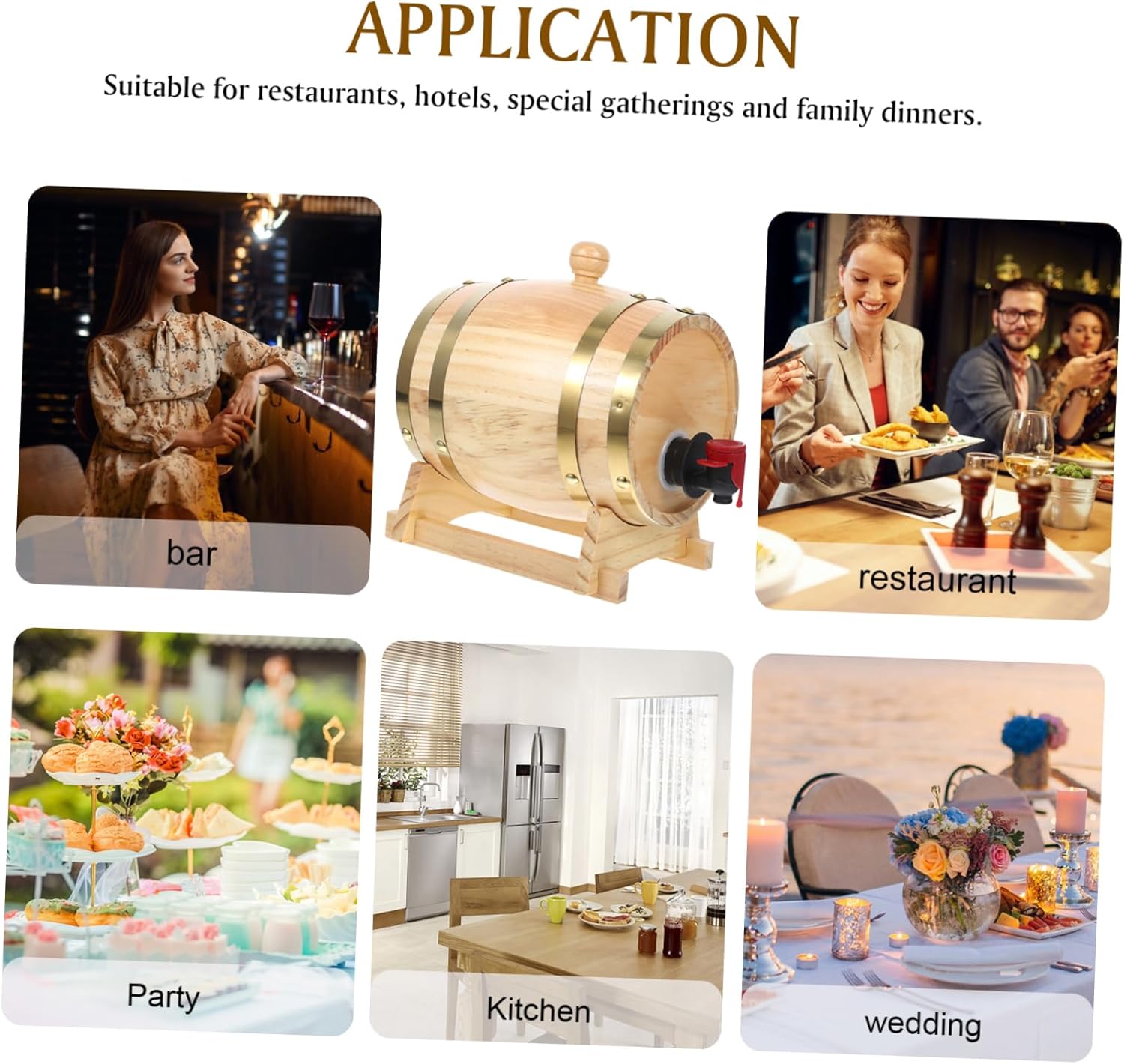 1set Wooden for Beer Wine and Spirits Storage Rustic Pine Aging Stand and Faucet for Home Parties Bars and Decor