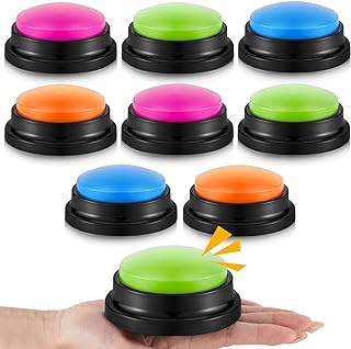 8 Pieces Recordable Answer Buzzers Button Answer Buzzers Game Show Buzzer Recordable Button Classroom Buzzers for Team Family Classroom Game and Trivia Nights (Fresh Color)