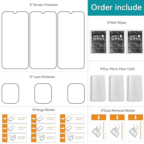 Miniatura 6 de Coolpow Paquete de 3 + 3 protectores de pantalla diseñados para Samsung Galaxy A12, protector de pantalla de vidrio templado, ultra HD, dureza 9H,
