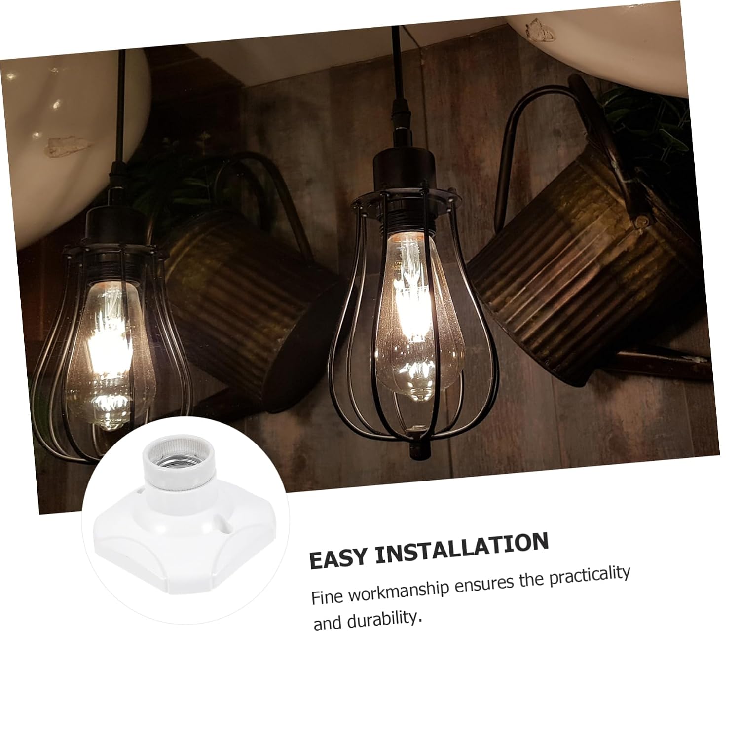 Vaguelly 8pcs E27 Ceramic Lampholder Square Base Flame Retardant Lamp Holder for DIY Lighting Compatible Home Decor and Ceiling Fixtures