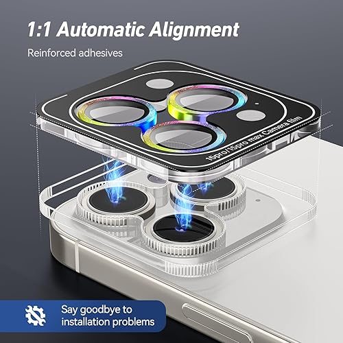 Miniatura 185 de Paquete de 3 x 2 protectores de lente de cámara Jeluse para iPhone 14 Pro Max para iPhone 14 Pro, cubierta protectora de pantalla de vidrio templado