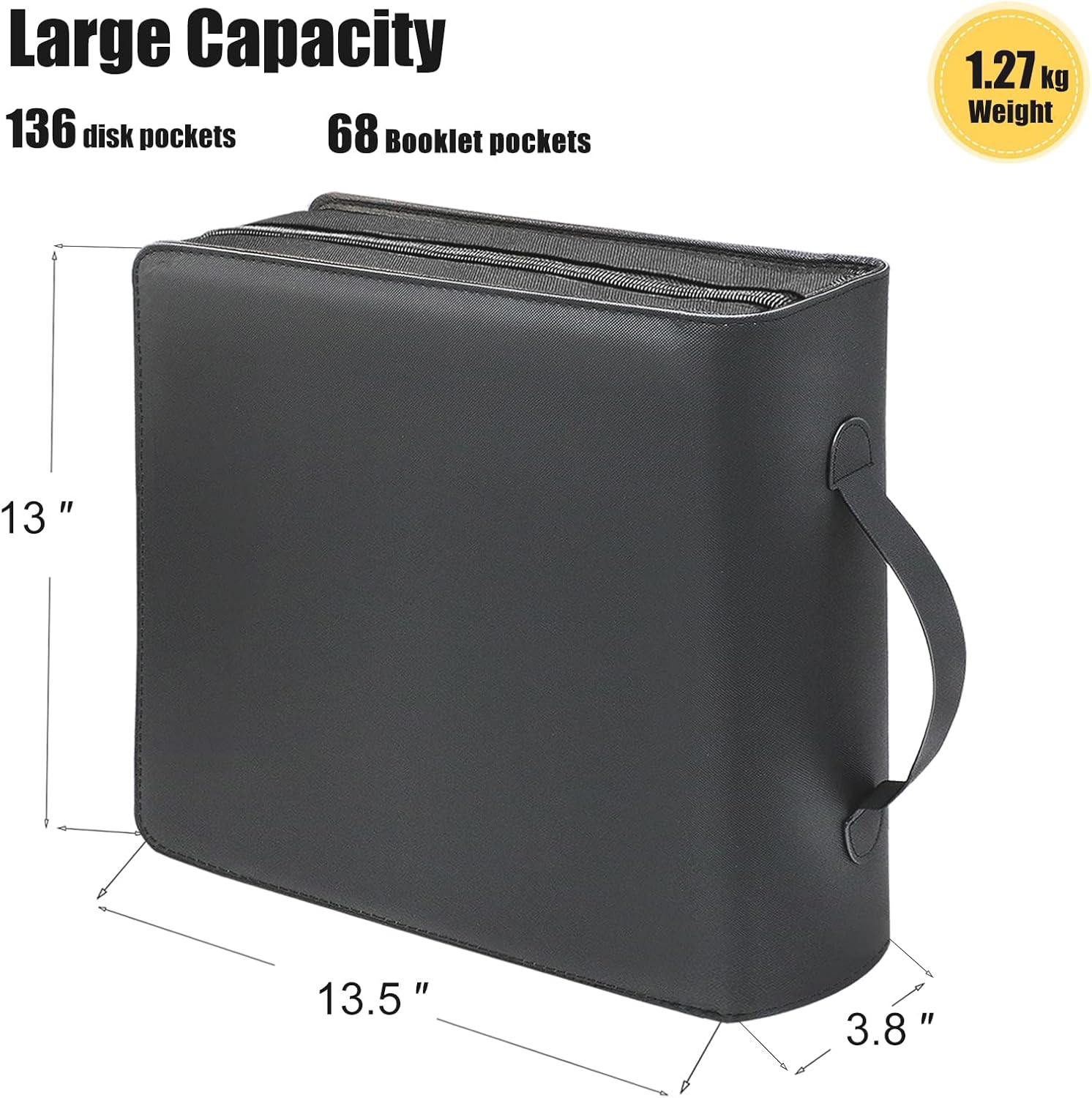 CD/DVD Storage Binder Case, Blu Ray Storage Case Capacity 136 Discs and 68 Booklet Pockets, Perfect Media Storage bag with Handle for Video Games, Movies, Musics