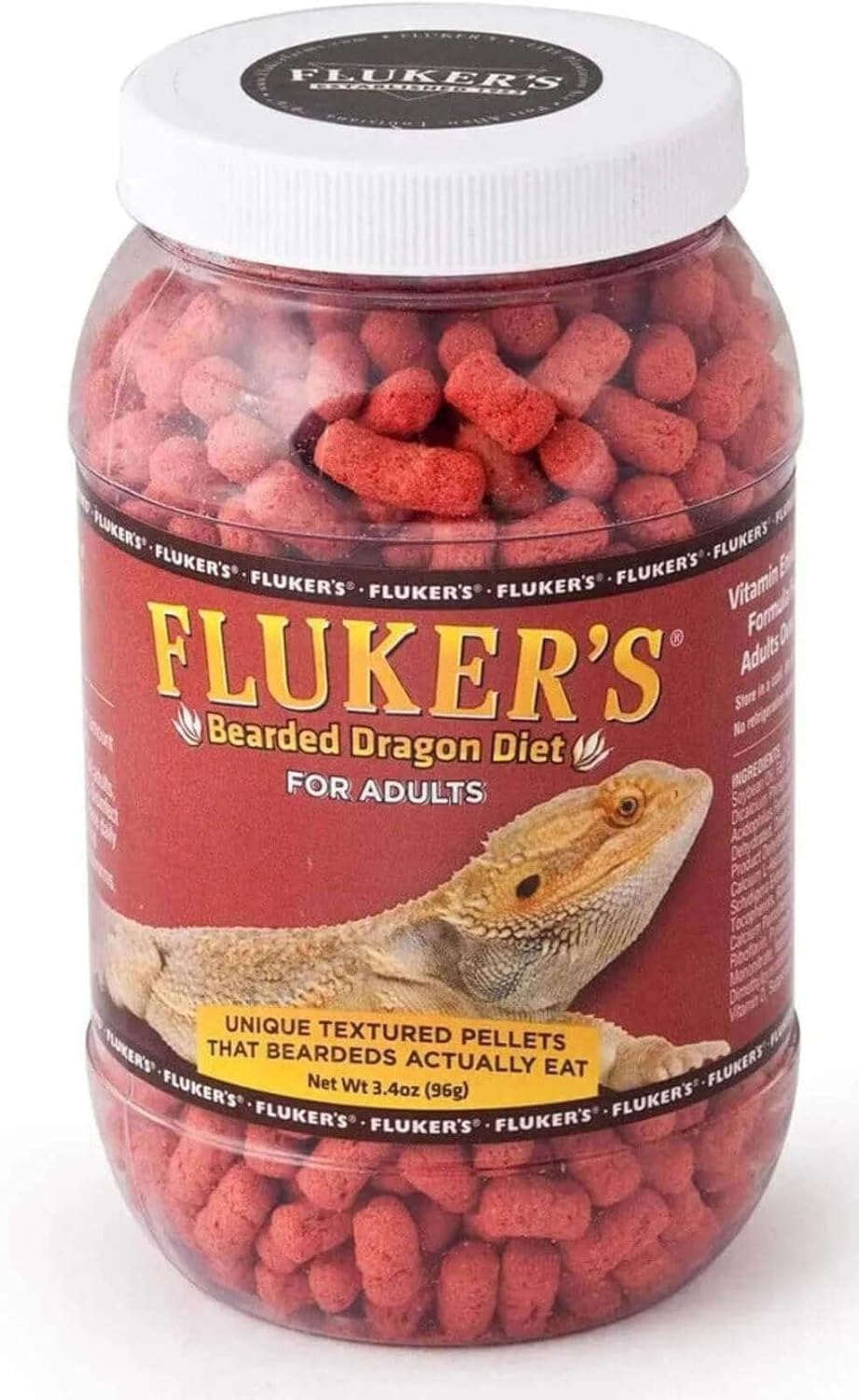Fluker’s Bearded Dragon Food, For Adult Bearded Dragons, Pellet Diet Rich in Protein, Fats, Vitamins, and Minerals, 3.4 oz