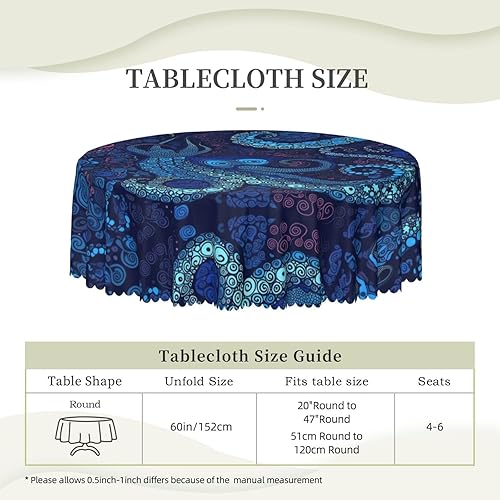 Miniatura 7 de Manteles redondos con estampado de pulpo azul de 60 pulgadas, impermeables, lavables, decoración de cocina, para mesa de comedor, cocina, mesa de