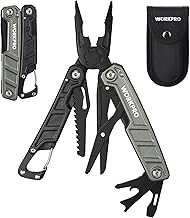 WORKPRO 11-in-1 Multi-Tool Pliers with Carabiner and Sheath, Stainless Steel Multi Tool with Carrying Bag, Scissors, Bottle Opener, Saw, Screwdriver, Carabiner for Camping