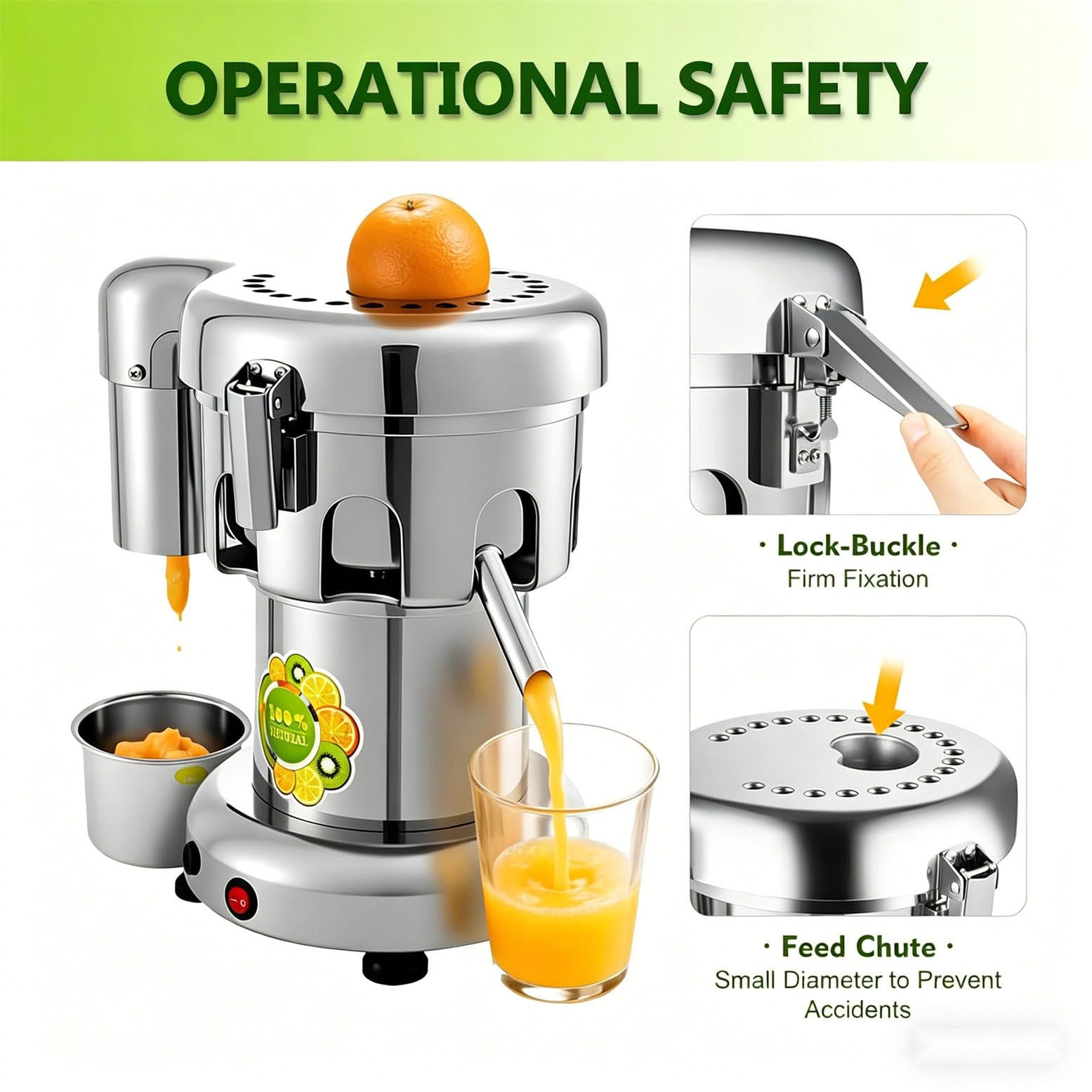 Estrattore di Succo Commerciale per Spremiagrumi Centrifugo per Impieghi Pesanti, Spremiagrumi Elettrico da 370 W, Sia Frutta Che Verdura,25X40X35cm