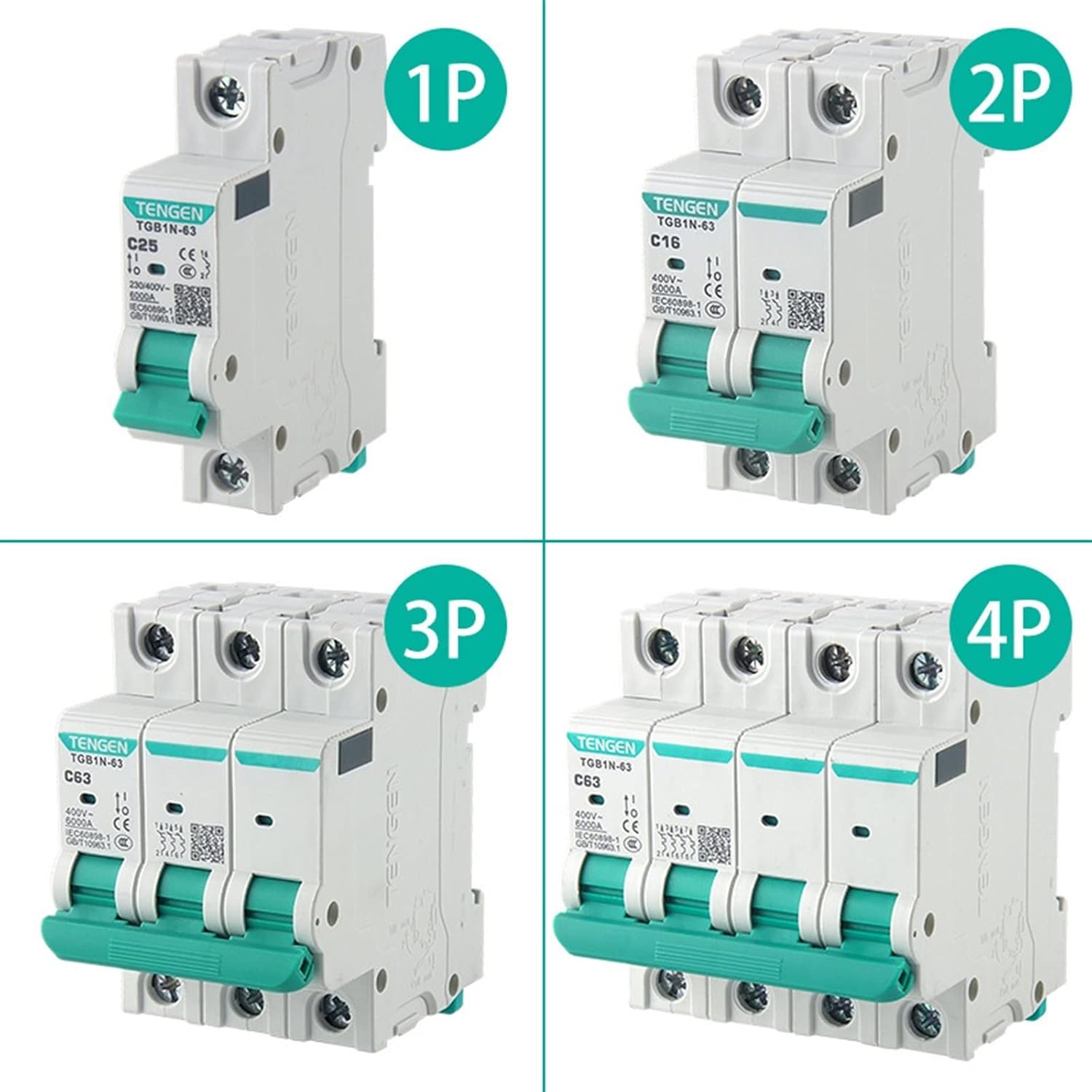 Small Circuit Breaker tgb1n-63 Household air Switch DZ47-63A2P air Switch 3P Electric gate(TGB1N-63 1P C16)